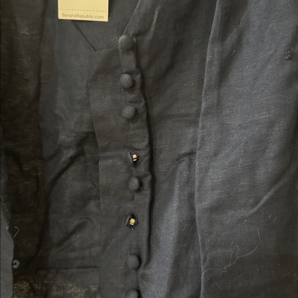 Banana Republic Navy Puff Sleeve Button-Front Blouse - Picture 2 of 4